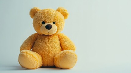 Obraz premium Soft golden teddy bear sits peacefully against a muted background. AI Generated