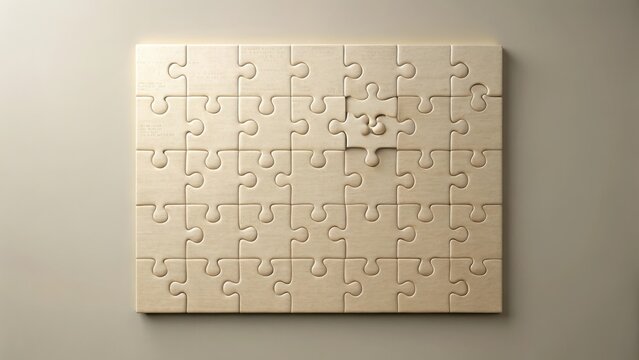 Almost Complete Jigsaw Puzzle A Single Piece Remains Unplaced, Representing the Final Step Towards Completion