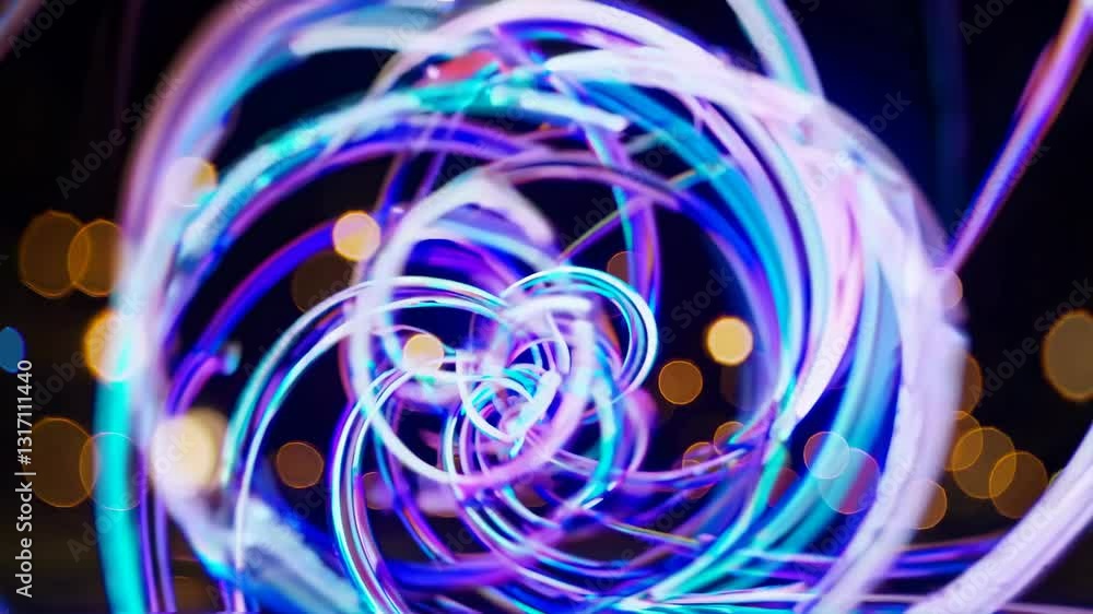 Poster light spiral motion. seamless loop abstract digital flow. orbiting camera dynamic visualization.