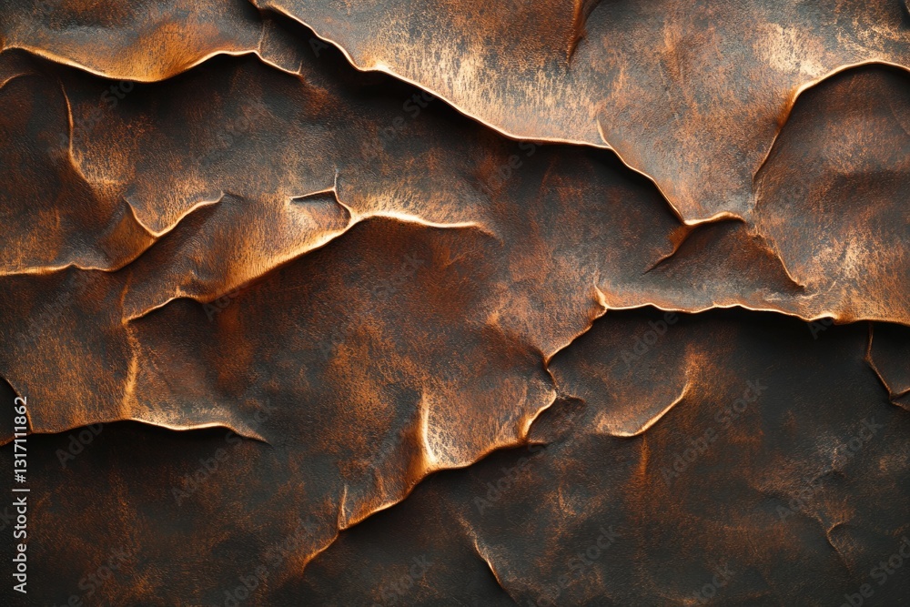 Aufkleber abstract textured bronze surface with deep shadows and highlights, creating a dramatic and artistic 
