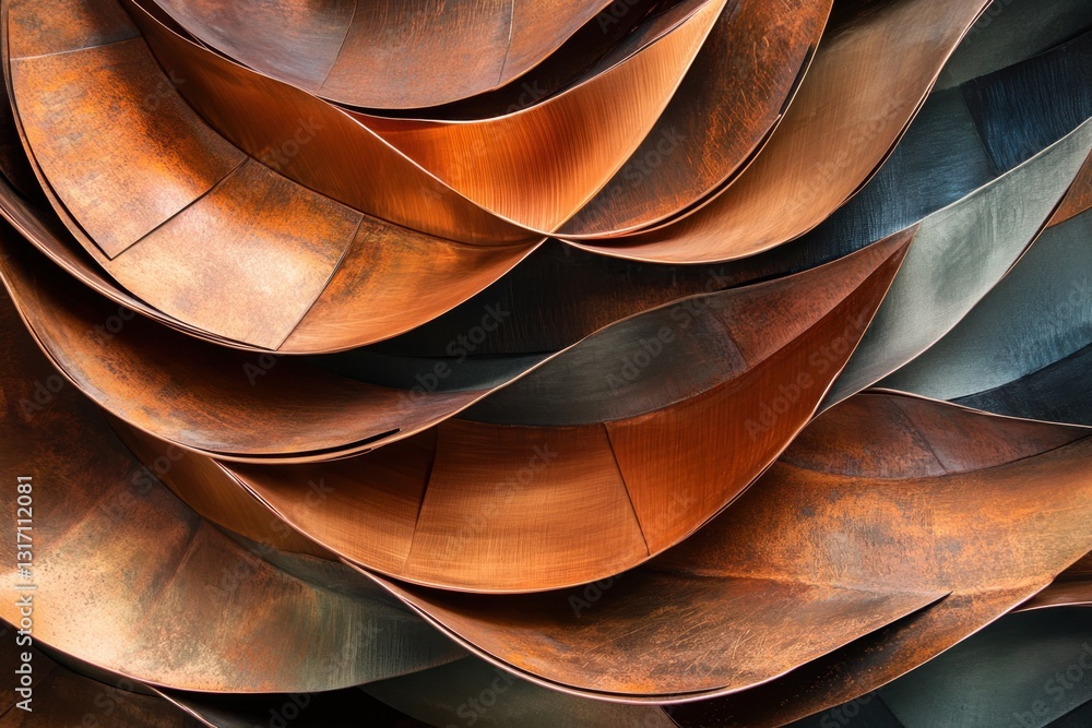 Poster intricate patterns created by overlapping blades . a large metal sculpture featuring an intricate sp