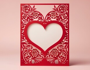 January 2021 Small Die of the Month Red Paper Cut Heart Card: Floral Design and Intricate Details