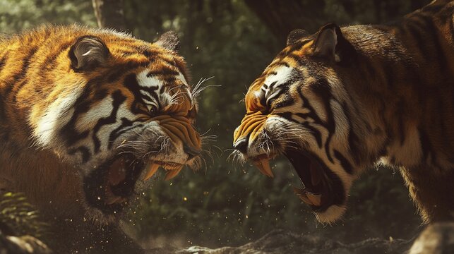 Clash of the Tigers: A Majestic Confrontation in the Wild