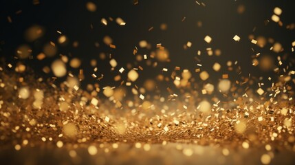 Minimalistic Soft Focus Golden Confetti Floating Down to Celebrate Special Occasions and Events