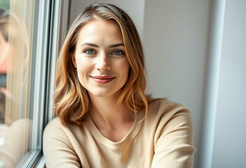 Woman sitting by the window