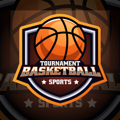 Basketball club logo, emblem, design with ball