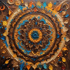 Brown Mandala Design Art – Intricate Pattern, Spiritual Geometry, Elegant Boho Decoration