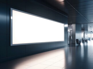Blank Advertising Billboard in Modern Interior Space Mockup Scene