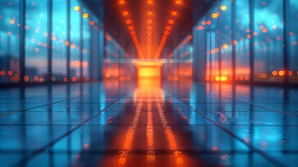 Obraz premium Modern office interior with glass and blurred bokeh corporate portrait background