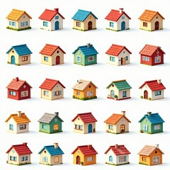 Fototapeta premium Collection of colorful roof icons in vector design, design, set, house