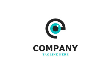 letter e and eye logo design