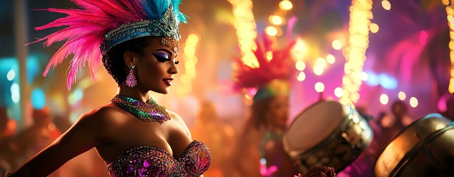 Vibrant carnival celebration with dancers and lively music, showcasing rich cultural heritage.