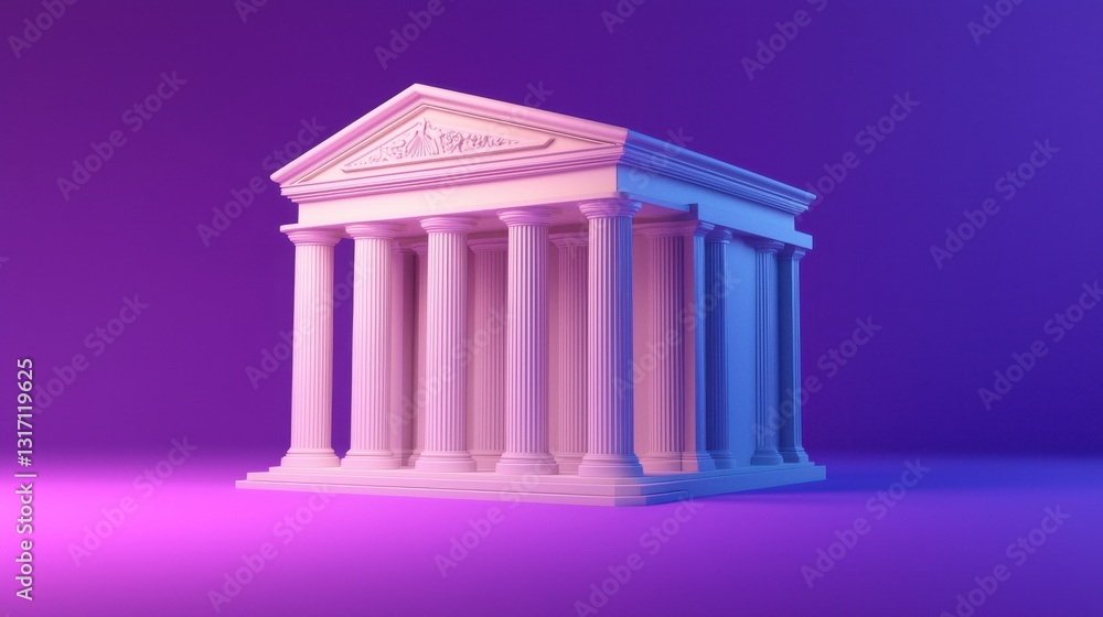 Poster abstract classical building with columns in gradient background