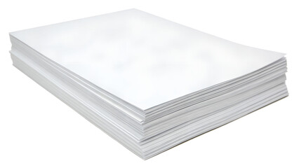 Stack of White Paper Sheets, Neatly Arranged and Aligned, Isolated on Transparent Background