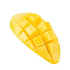 Yellow Mango slices, cutout, full depth of field.