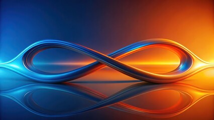 Naklejka premium Abstract Shiny Infinity Symbol Reflecting on a Smooth Surface with Warm and Cool Tones