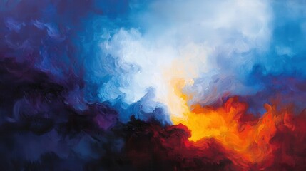 Dramatic Abstract Sky with Vivid Clouds and Fiery Sunset Hues