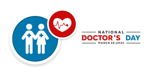 National Doctors Day. People and heartbeat. Great for cards, banners, posters, social media and more. White background.