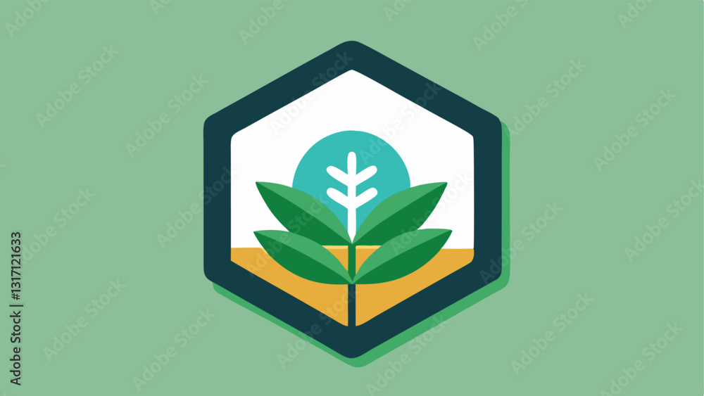 Aufkleber sustainability badge an icon showcasing a food product with a blockchain badge indicating sustainabl