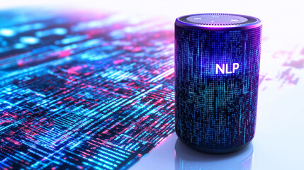 NLP AI training. Machine learning speech-to-text. Deep learning applications. Computational natural language generation. AI-driven voice recognition system with advanced NLP technology.