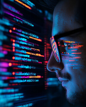 NLP AI training. Machine learning speech-to-text. Deep learning applications. Computational natural language generation. Data scientist training on NLP model for text analysis.