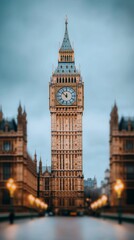 Fototapeta premium Big Ben Tower at Dusk London Landmark Photography Urban Setting Low Angle View Historical Iconography