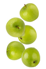 Falling Green Apple cutout, full depth of field.