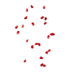 Falling Pomegranate seeds cutout, full depth of field.