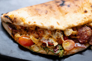 traditional italian street food stuffed pizza bread