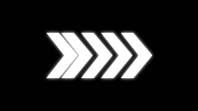 Arrow direction sign animation, arrow sign on black background, Right direction arrow animation, Arrows loop animation on black background for presentations, directional concepts, business plans,4k.