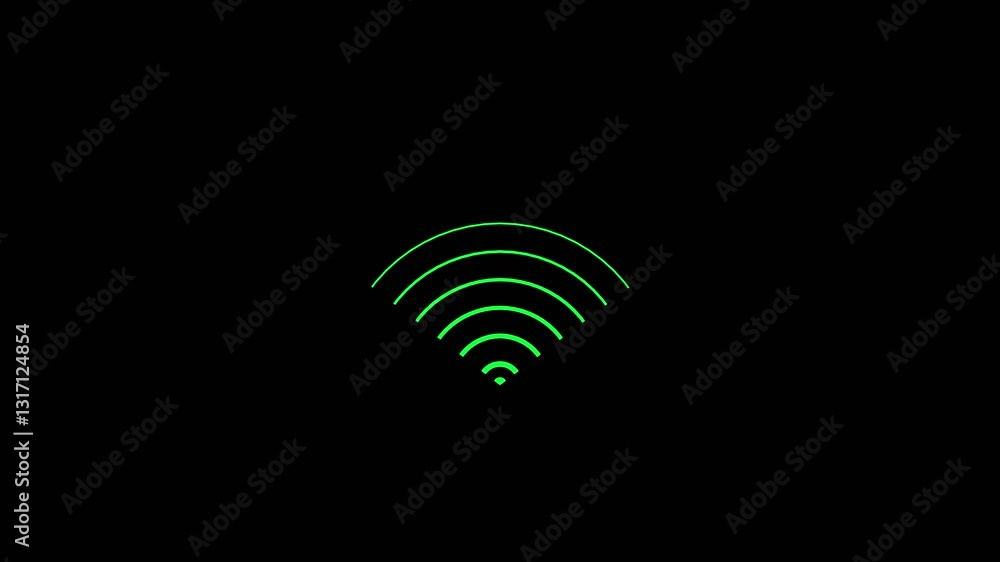 Poster radio wave background. wi-fi signal black background animation on the display. simple wi-fi signals 