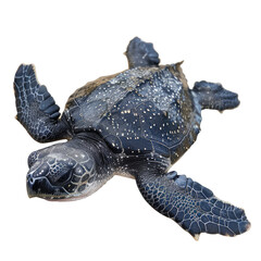 Fototapeta premium Majestic Leatherback Sea Turtle Swims On A White Background. Marine Wildlife, Conservation, And Undersea Beauty.