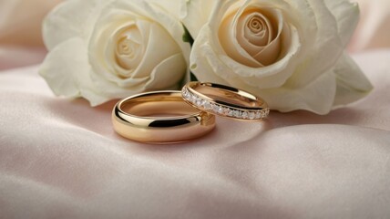 A pair of elegant wedding rings with a timeless design, symbolizing love, commitment, and a lifelong bond in a romantic setting.