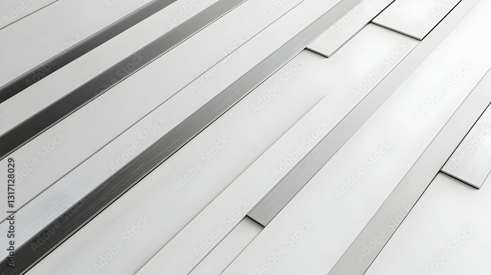 Poster abstract 3d render white grey metallic geometric background with stripes lines and shapes modern min