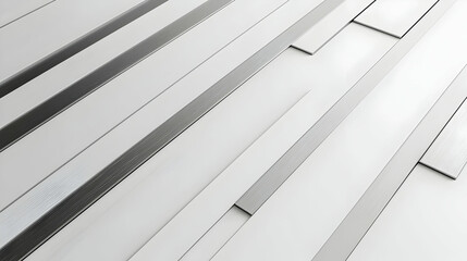 Fototapeta premium Abstract 3D Render White Grey Metallic Geometric Background With Stripes Lines And Shapes Modern Minimalist Design