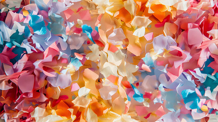 Abstract confetti rain in pastel and vibrant colors, artistic background