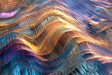 A highly detailed moiré silk fabric with mesmerizing wave-like optical effects and shimmering highlights.
