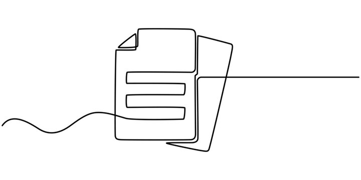 One continuous line vector drawing of a folder. Outline documents background icon. Saving securities vector icon. Vector illustration,  Clipboard with checklist. Continuous line one drawing. Simple.