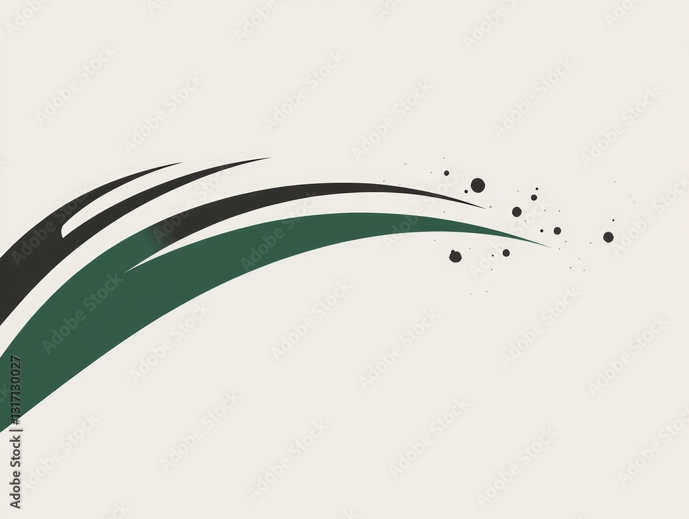 Poster abstract vector art design: modern minimalism with green and black lines and curves - creative artis