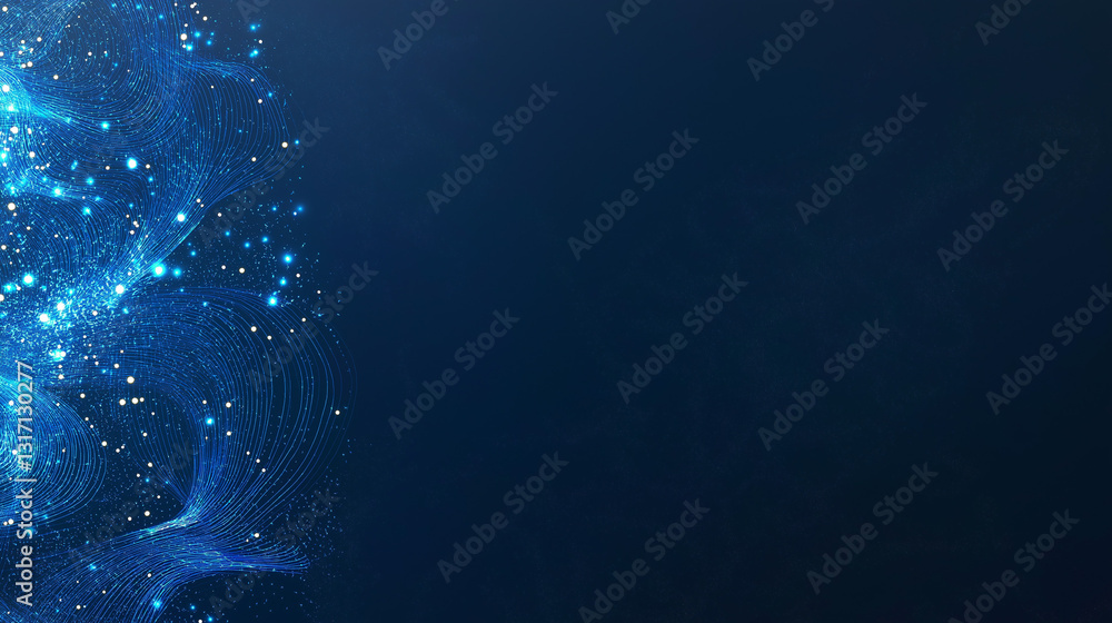 Poster abstract digital web: a dynamic digital web composed of radiant blue particles and connecting lines,