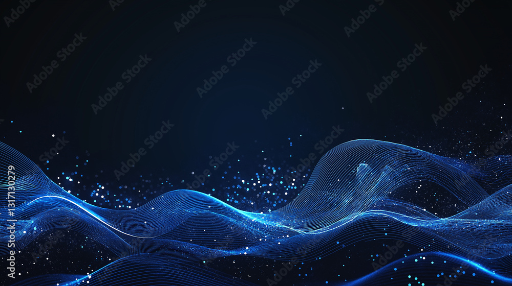Poster abstract blue wave: an abstract visual featuring dynamic, flowing blue waves that undulate across a 