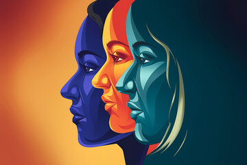 Artistic Profile of a Woman in Vibrant Colors
