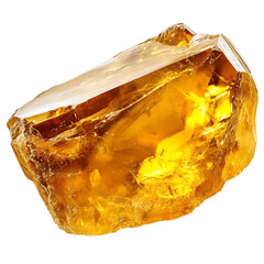 A Polished Citrine Stone with Golden Yellow Color Isolated on Transparent Background