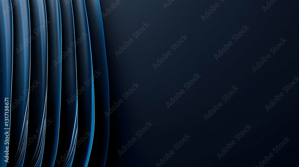 Poster abstract dark blue background with smooth wavy lines and gradient lighting effect for modern digital