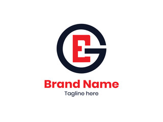 GE logo, GE letter logo design. Black and red EG letter. EG letter logo design.