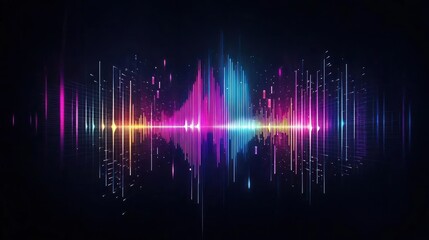 Abstract Digital Soundwave Illustration with Vibrant Colors and Dynamic Light Display