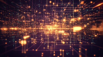 Fototapeta premium A deep purple background with glowing abstract shapes and lines, evoking a futuristic and tech-inspired atmosphere.