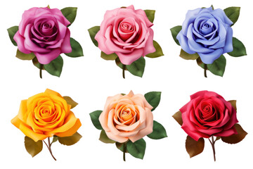 set of roses isolated