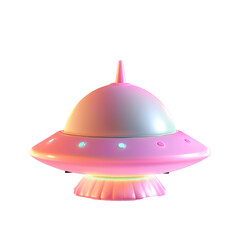 Fototapeta premium Pastel UFO spaceship for 3D render, isolated.