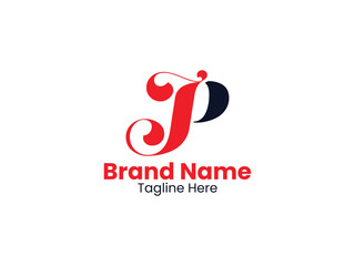 JP vector logo template with red and black color. The PJ logo is Simple, Elegant, and Luxurious Logo. PJ Pro Vector 